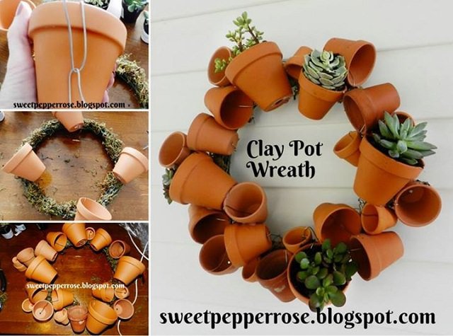 clay pot wreath