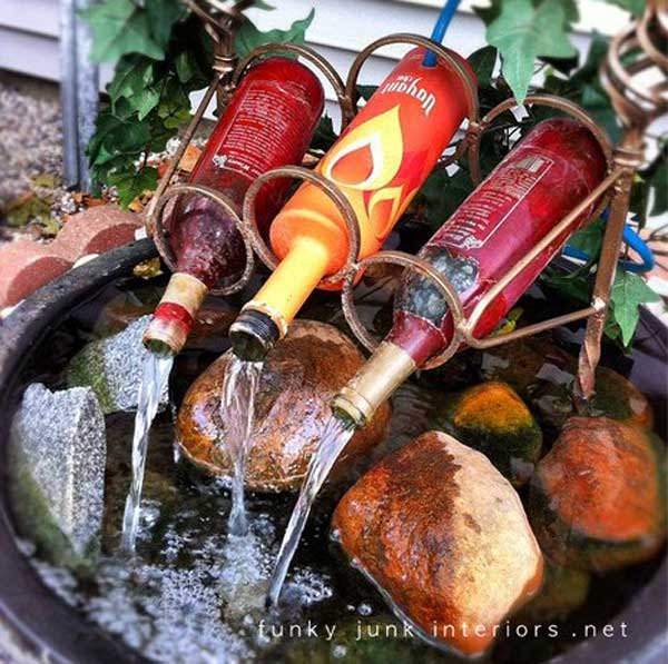 wine bottles in garden 5
