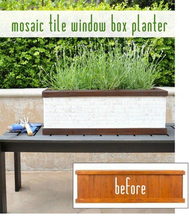 Mosaic Tile Window Box Planter