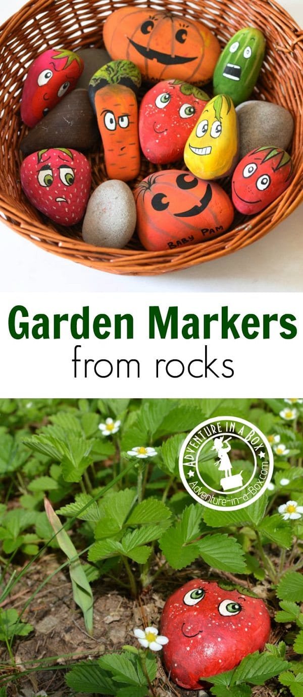 cool diy garden markers from stone