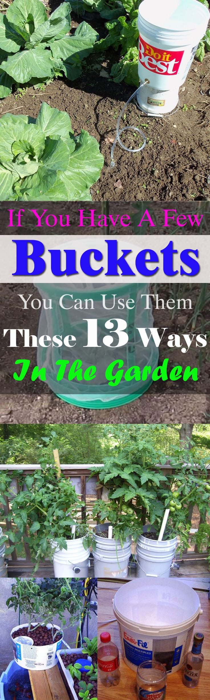 If you've got a few unused buckets in your home, there are 13 ways to reuse them in your garden!