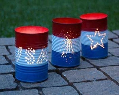 4th of july decoration tin can Luminaries ideas 