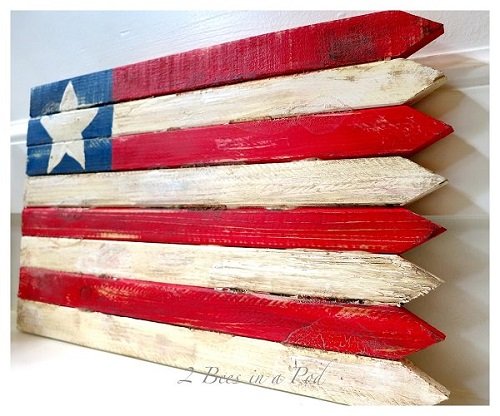 4th of july decoration wooden flag ideas 
