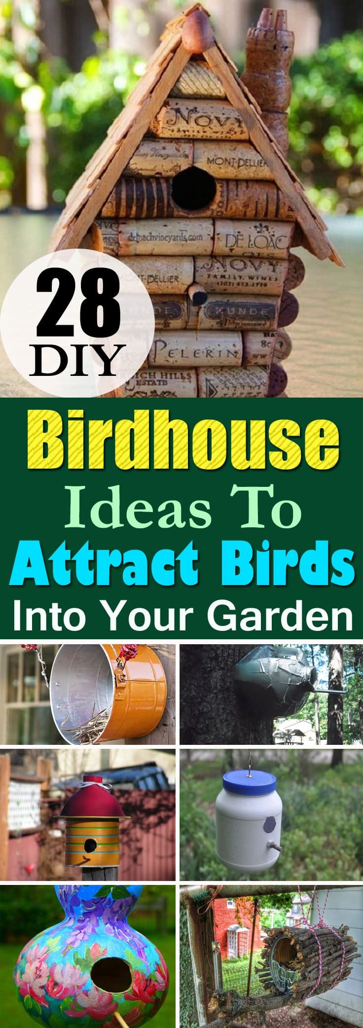 Attract birds in your garden or apartment balcony by providing them shelter. Here're the 28 Best DIY Birdhouse Ideas with tutorials!