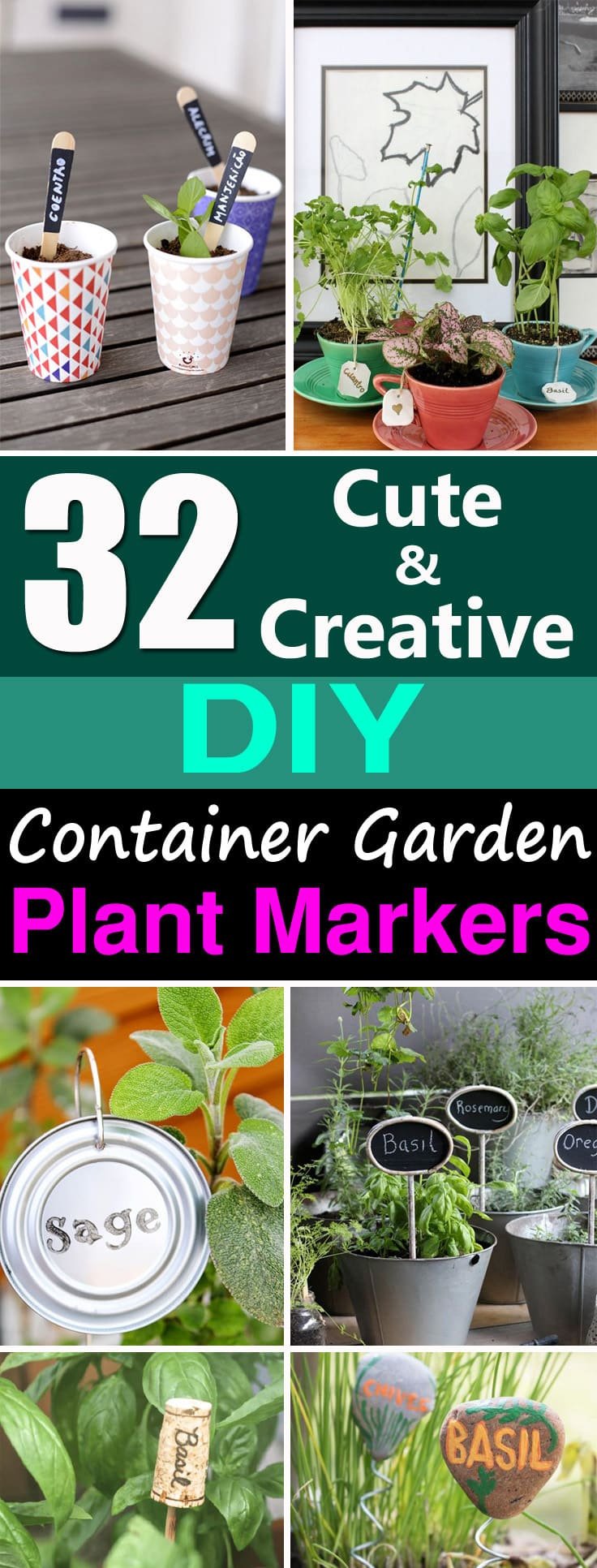 Learn how to create Garden Markers for your container garden, choose from this extensive list of 32 DIY Plant Marker Ideas!