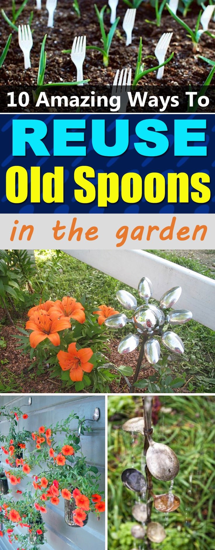 Reuse old spoons and forks in the garden following our 10 DIY Spoon Crafts and Ideas available with the tutorials!