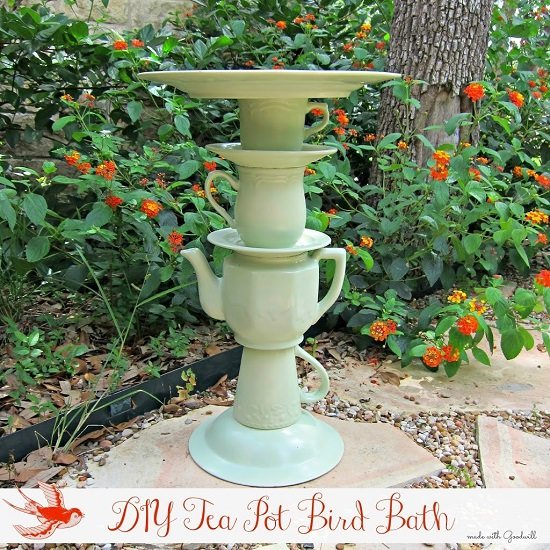 DIY Tea Pot Bird Bath