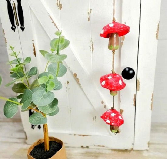 DIY Mushroom Clay Wind Charm