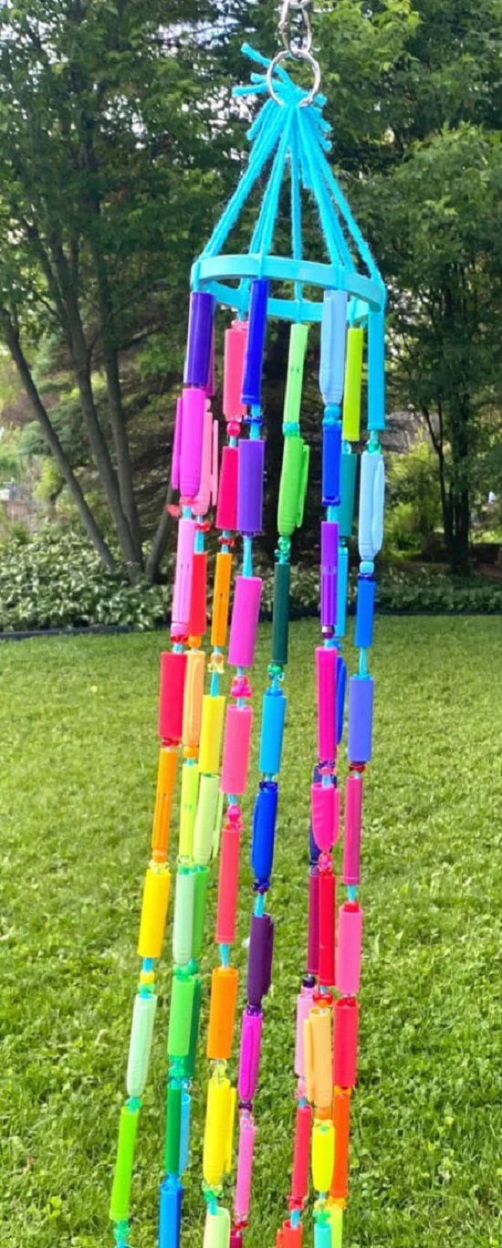 Wind Chime from Recycled Marker Caps