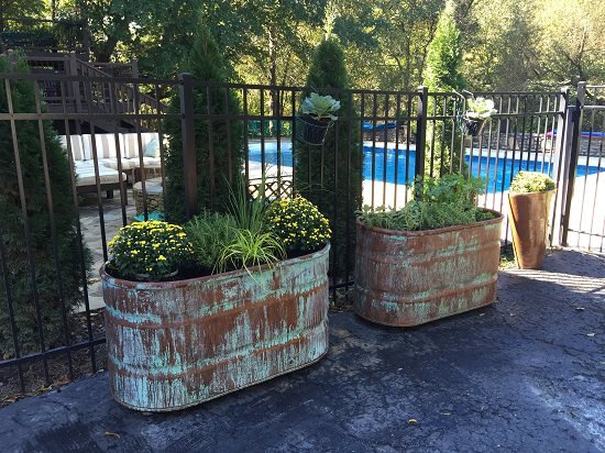 Copper Patina and Rust Planters