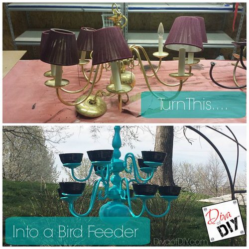 Repurpose an Old Chandelier as a Bird Feeder