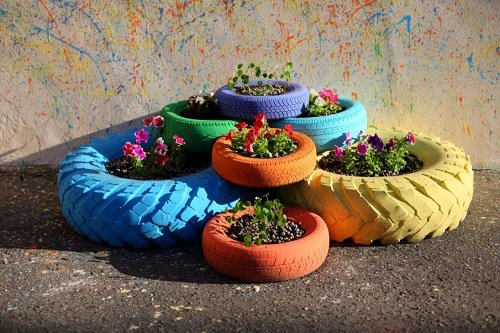Tire Garden Ideas Vibrant Yard Planter Decorations