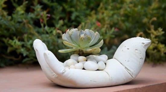 Make this easy DIY Hand Planter out of white cement to grow succulents. It's spectacular and can become a charming tabletop centerpiece!