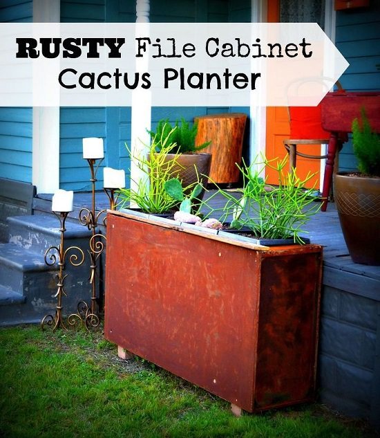 Make expensive looking and movable DIY Repurposed Planters from old filing cabinets and save a lot of money you'd been splurging on large planters.