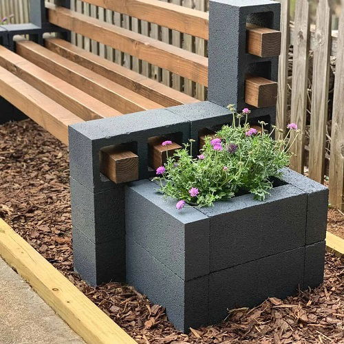 diy concrete block planter idea