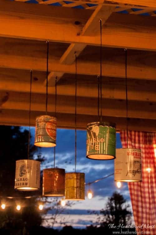 tin can as outdoor hanging lights