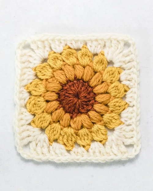 DIY Crochet Sunflower Granny Square 