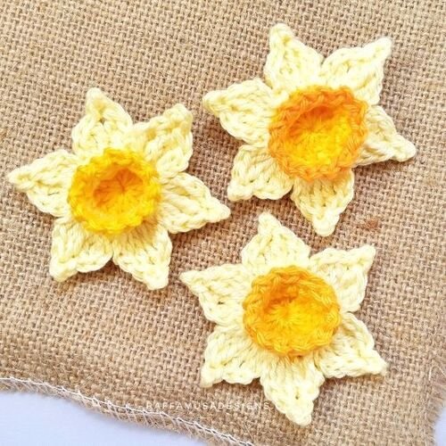 Crochet Daffodil Applique flowers