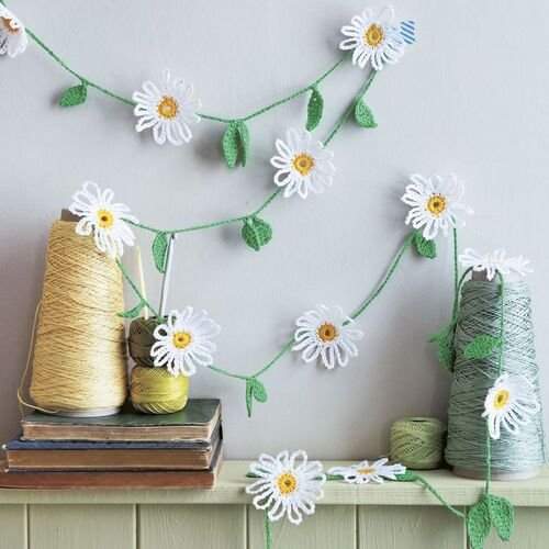 Simple Crochet Daisy Chain on wall