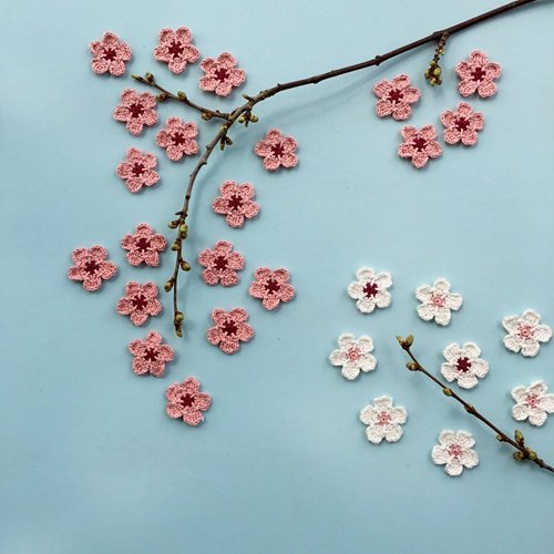 DIY Crochet Cherry Blossoms on wall