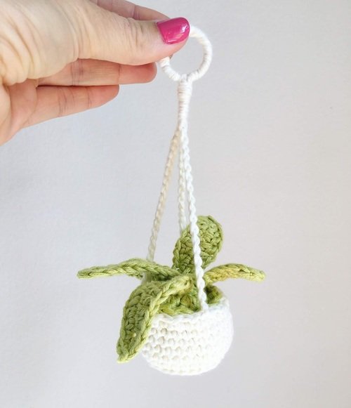 Mini Plant Hanger Crochet holding hand