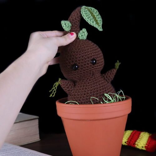 Mandrake Amigurumi Crochet plant in pot