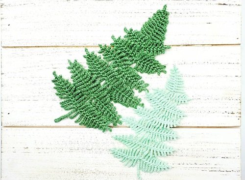 Fern Leaf Crochet on wooden table
