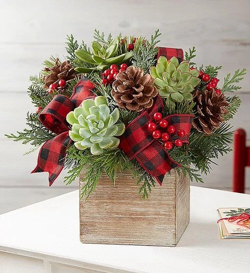 Eye-Catching Succulent Christmas Table Decoration Designs 3