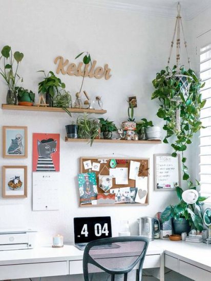 20 Fascinating Green Home Office Desk Ideas with Plants