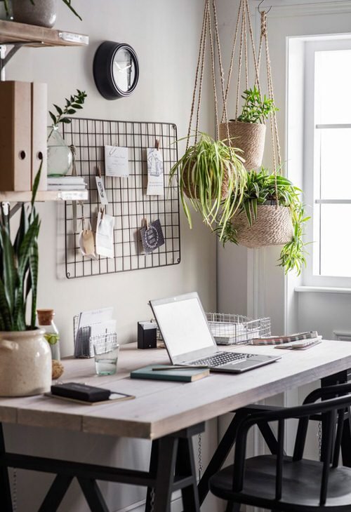 Green Home Office Desk Ideas with Plants 18