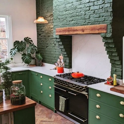 Beautiful Colorful Kitchen Ideas with Plants 4