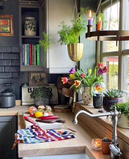 21 Beautiful Colorful Kitchen Ideas With Plants 