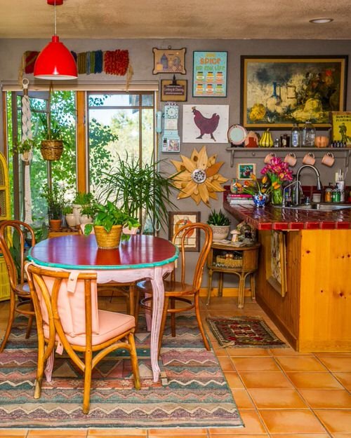 Beautiful Colorful Kitchen Ideas with Plants 9
