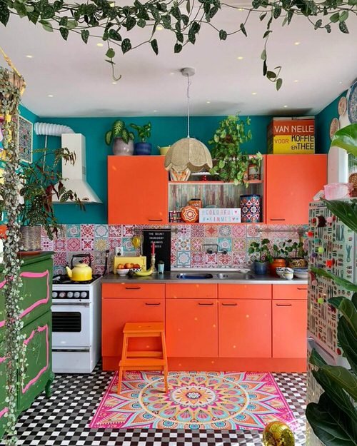 Beautiful Colorful Kitchen Ideas with Plants 8
