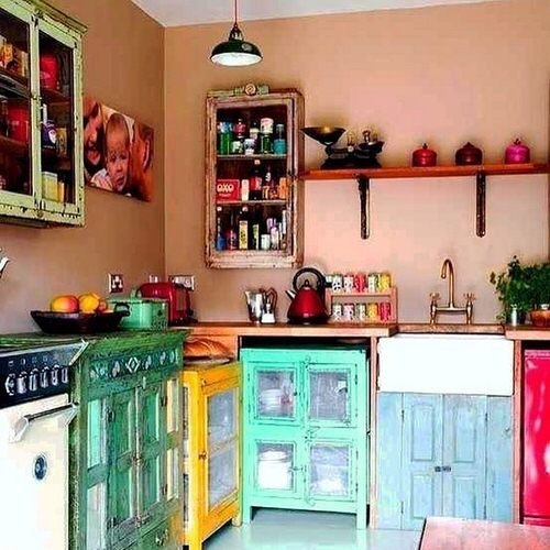 Beautiful Colorful Kitchen Ideas with Plants 6