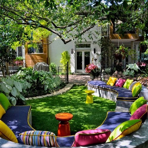 Backyard colorful couch Garden Ideas for 2024