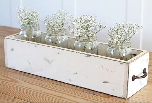 Wood Box Planter as container with handle 