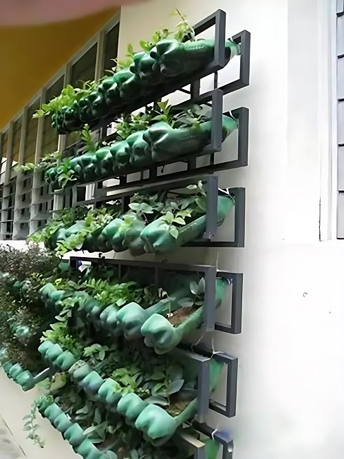 Clever Things to Do in the Garden with Soda Bottles just like vertical Garden