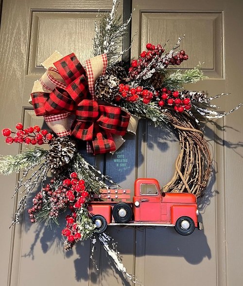 Toy truck Grapevine Wreath Ideas