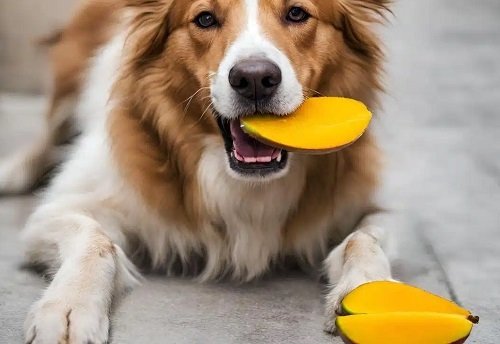 dog eats mangoes