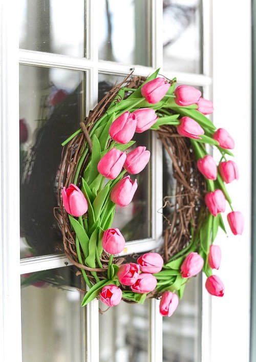 Pink Tulip garpevine Wreath ideas