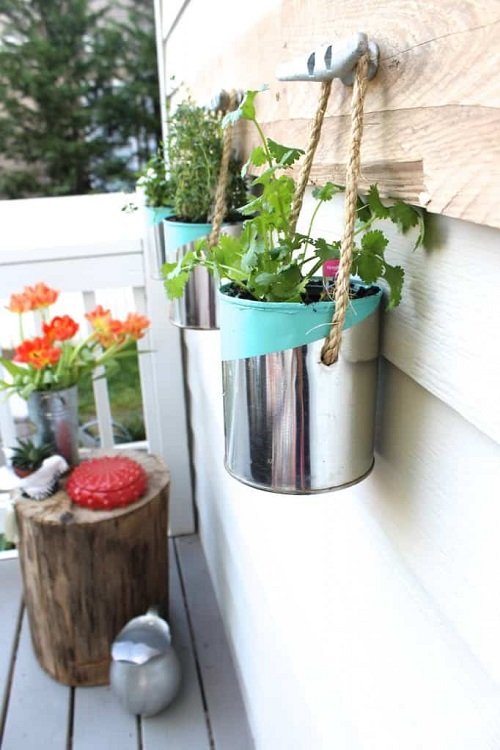 Tin Can Porch Herb Garden Ideas