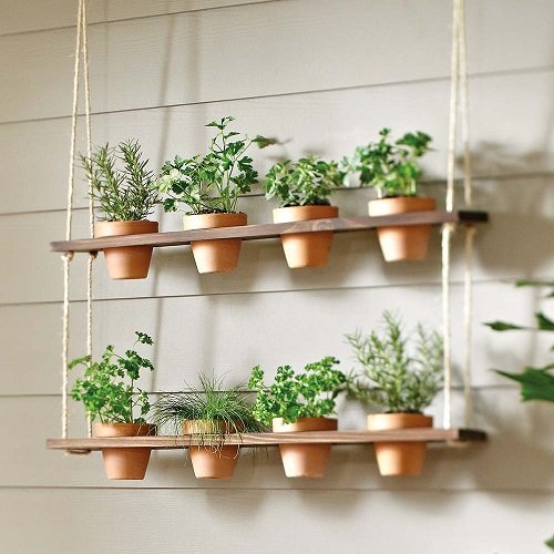 Hanging Shelves Porch Herb Garden Ideas