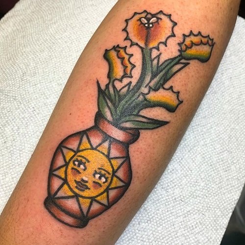 Symmetrical traditional flowers by  Flat Out Tattoo Co  Facebook
