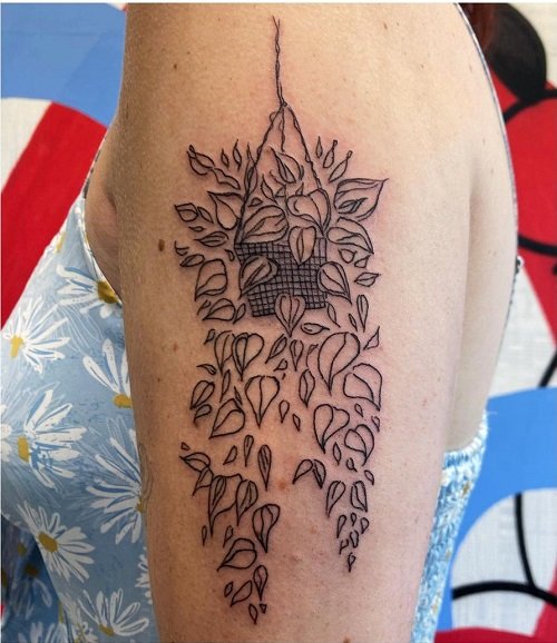 Hanging Plant stem Tattoo Idea
