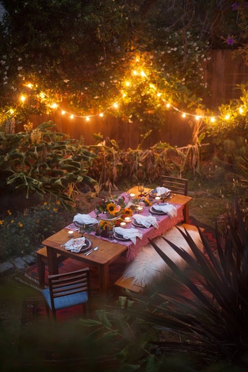 Night Picnic in garden party idea