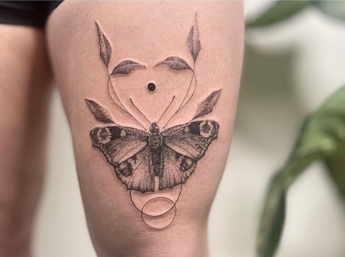 Butterfly With Plant Tattoo Ideas