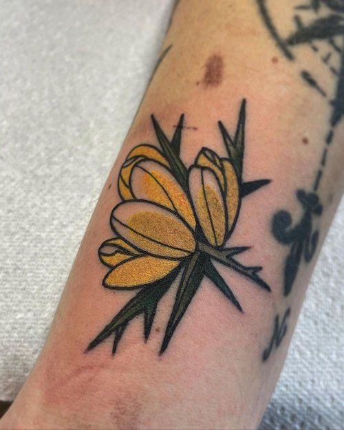 Yellow Bloom Plant Tattoo Ideas
