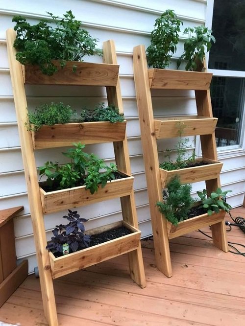 Vertical Ladder Porch Herb Garden Ideas