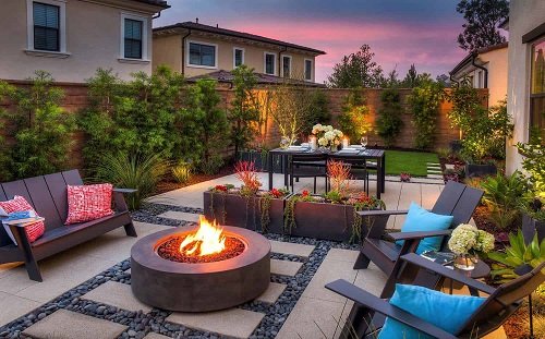 Flagstone Patio with Fire Pit Ideas 70